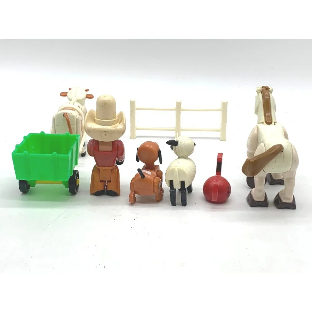 Vintage 1979 Fisher Price Little People Farm Toy Lot Cowboy Horse Wagon Fence